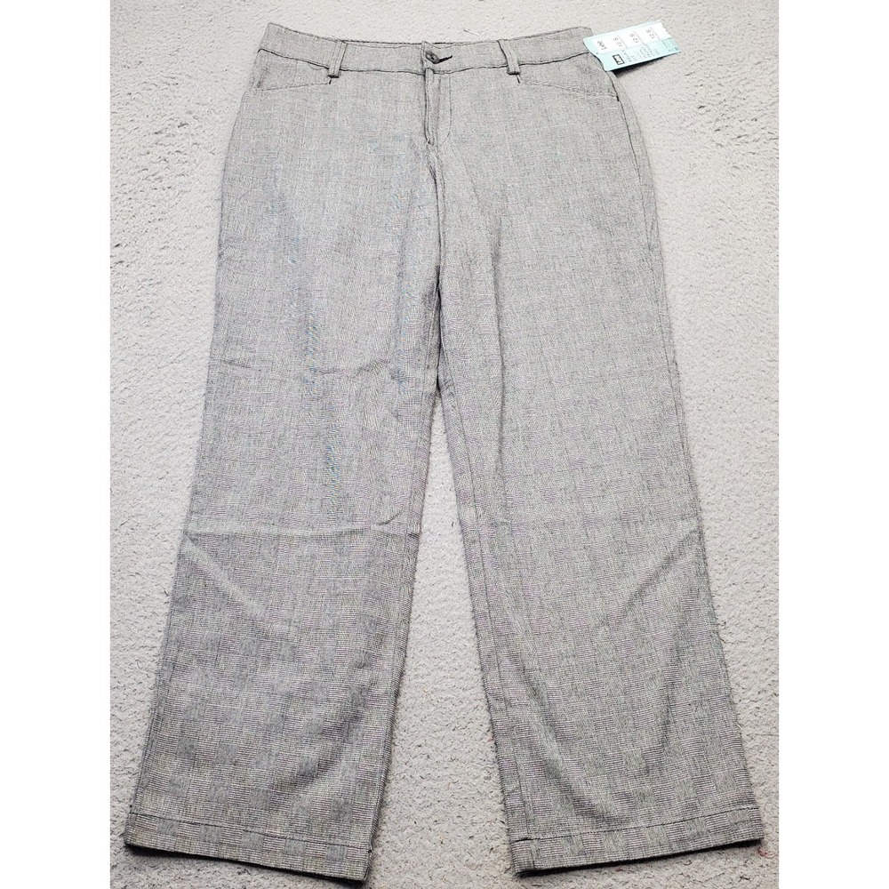 Lee Pants Womens 12S Gray Glen Plaid Stretch Relaxed‎ Fit Comfort Waist Straight